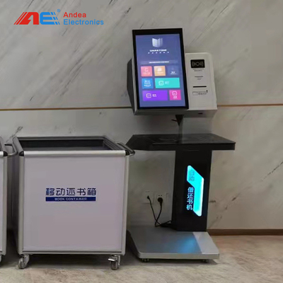 กำหนดเอง 23.6 นิ้วอัตโนมัติ UHF Smart Self Service RFID ห้องสมุดหนังสือยืมและคืนเทอร์มินัลด้วยเครื่องสแกนบัตร